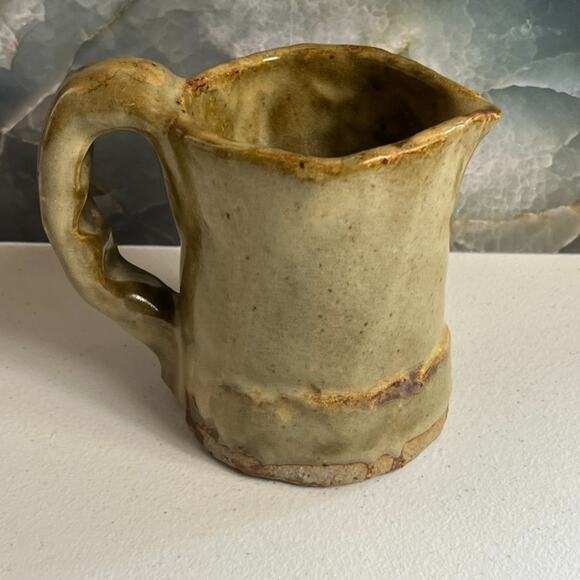 Studio Art Pottery Creamer Jar 5" Brown Glossy Finish Handmade Rustic Primitive - Picture 1 of 10